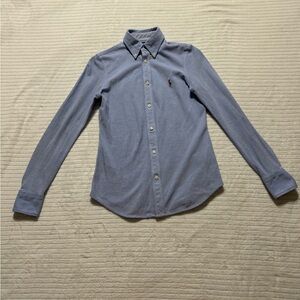 Ralph Lauren Blue Button-Front Collared Blouse